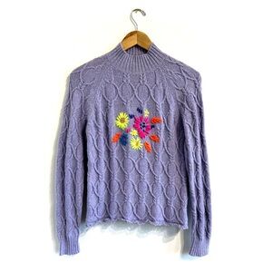 Max&Co Lilac Scorrere Floral Wool Jumper flower embroidery